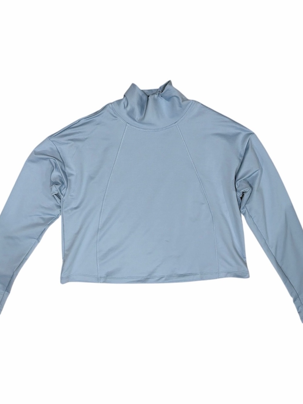 Athleta Pale Blue Mock Neck Long Sleeve Top